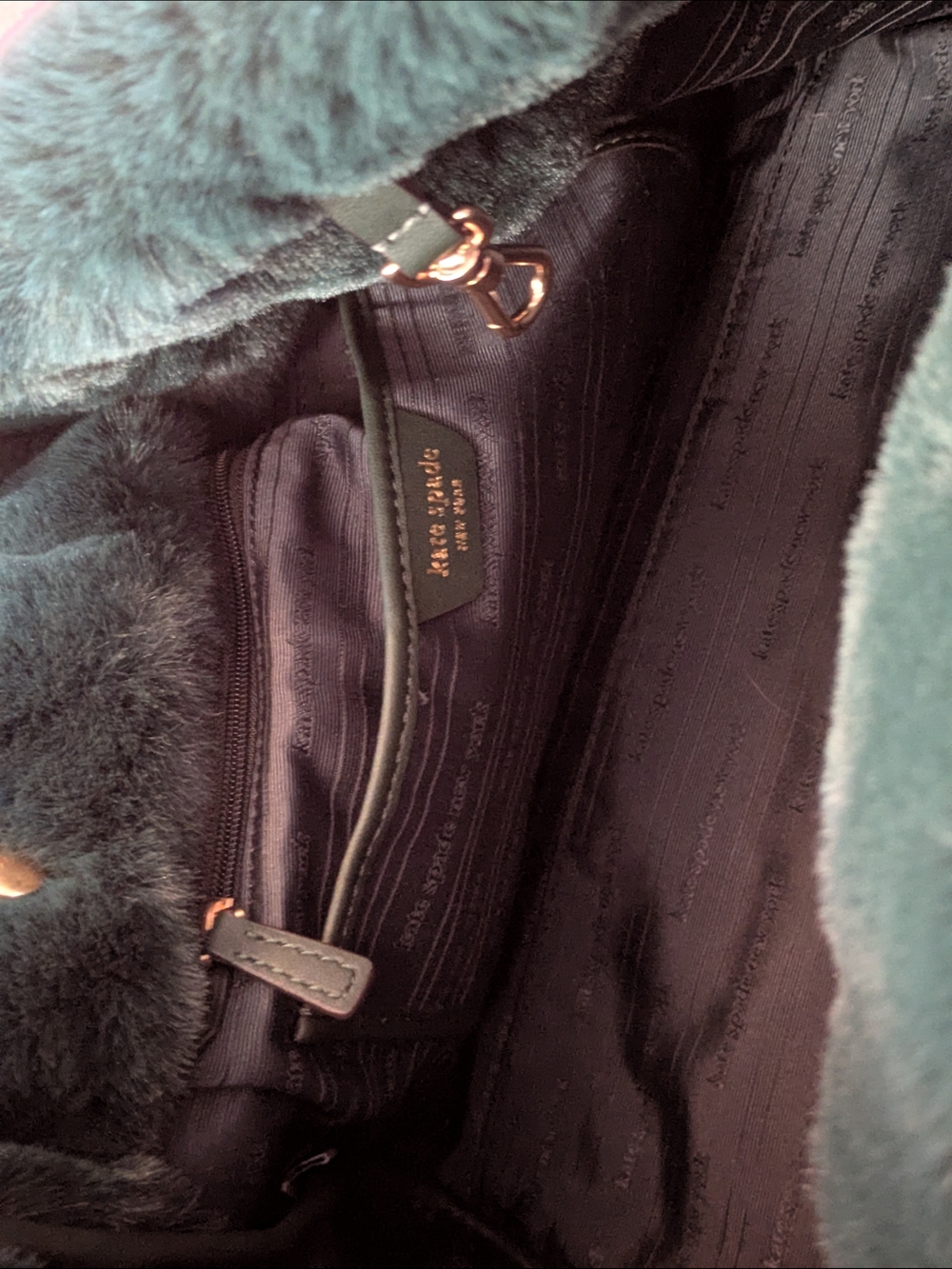 Kate Spade Everything Tote Faux Fur Medium Tote In Pine Grove - Picture 10 of 12